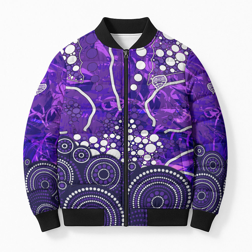 Hobart Hurricanes Bomber Puffer Jacket Graffiti Urban Aboriginal Dot Abstract Design