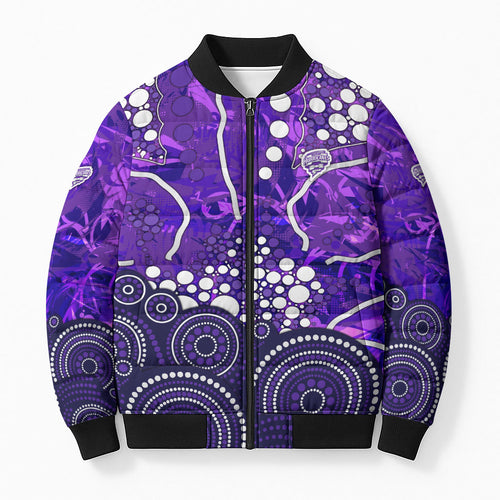 Hobart Hurricanes Bomber Puffer Jacket Graffiti Urban Aboriginal Dot Abstract Design