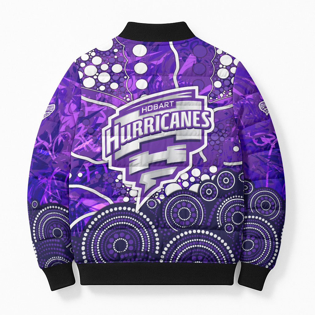 Hobart Hurricanes Bomber Puffer Jacket Graffiti Urban Aboriginal Dot Abstract Design