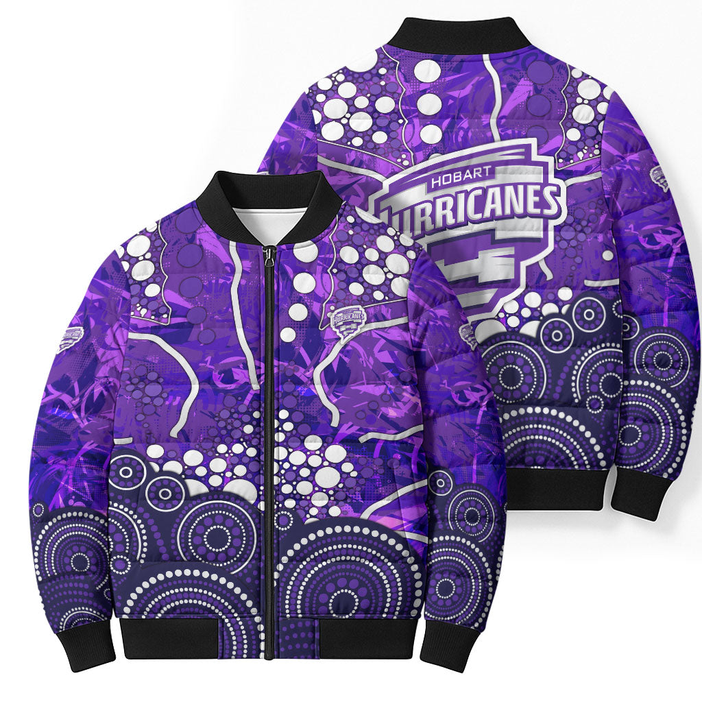 Hobart Hurricanes Bomber Puffer Jacket Graffiti Urban Aboriginal Dot Abstract Design