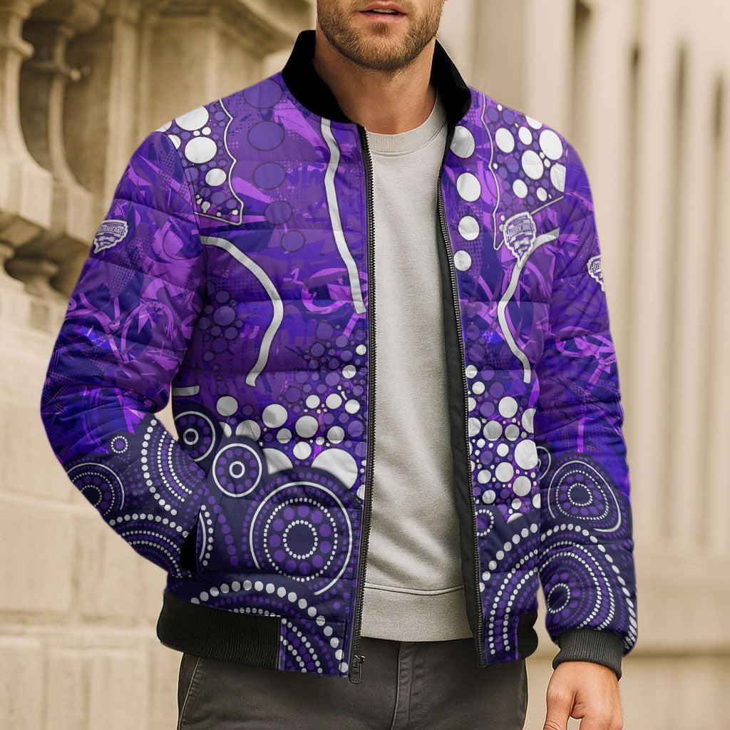 Hobart Hurricanes Bomber Puffer Jacket Graffiti Urban Aboriginal Dot Abstract Design
