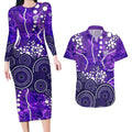 Hobart Hurricanes Couples Matching Long Sleeve Bodycon Dress and Hawaiian Shirt Graffiti Urban Aboriginal Dot Abstract Design