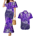 Hobart Hurricanes Couples Matching Mermaid Dress and Hawaiian Shirt Graffiti Urban Aboriginal Dot Abstract Design