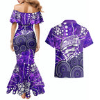 Hobart Hurricanes Couples Matching Mermaid Dress and Hawaiian Shirt Graffiti Urban Aboriginal Dot Abstract Design