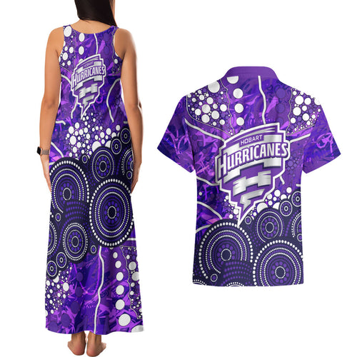 Hobart Hurricanes Couples Matching Tank Maxi Dress and Hawaiian Shirt Graffiti Urban Aboriginal Dot Abstract Design