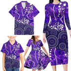 Hobart Hurricanes Family Matching Long Sleeve Bodycon Dress and Hawaiian Shirt Graffiti Urban Aboriginal Dot Abstract Design