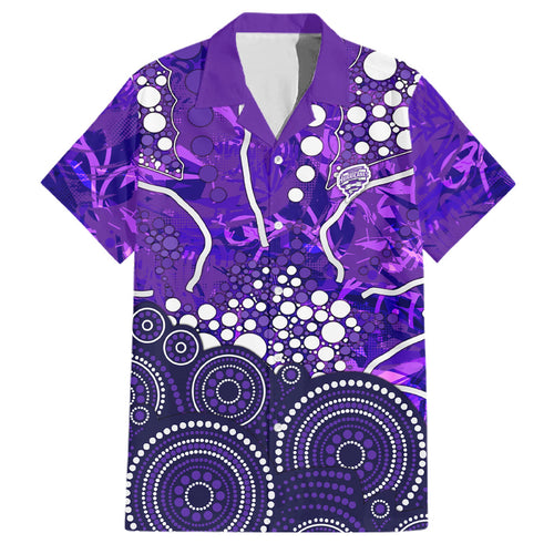Hobart Hurricanes Family Matching Long Sleeve Bodycon Dress and Hawaiian Shirt Graffiti Urban Aboriginal Dot Abstract Design