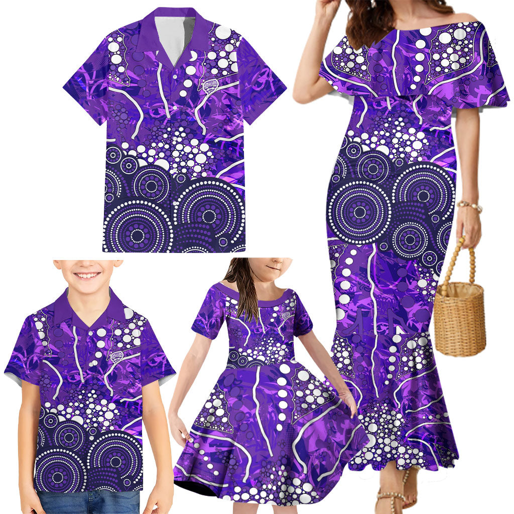 Hobart Hurricanes Family Matching Mermaid Dress and Hawaiian Shirt Graffiti Urban Aboriginal Dot Abstract Design
