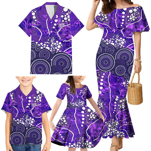 Hobart Hurricanes Family Matching Mermaid Dress and Hawaiian Shirt Graffiti Urban Aboriginal Dot Abstract Design