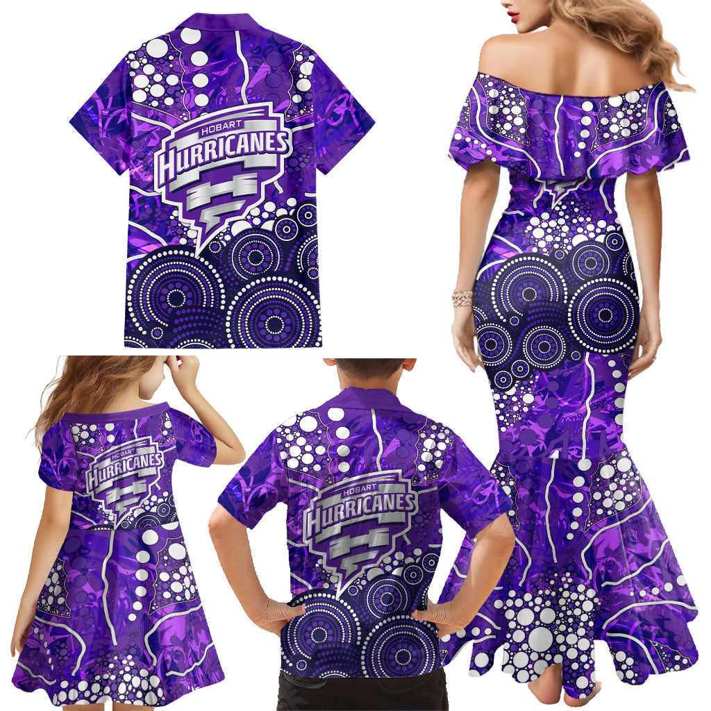 Hobart Hurricanes Family Matching Mermaid Dress and Hawaiian Shirt Graffiti Urban Aboriginal Dot Abstract Design
