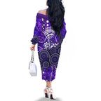 Hobart Hurricanes Family Matching Off The Shoulder Long Sleeve Dress and Hawaiian Shirt Graffiti Urban Aboriginal Dot Abstract Design