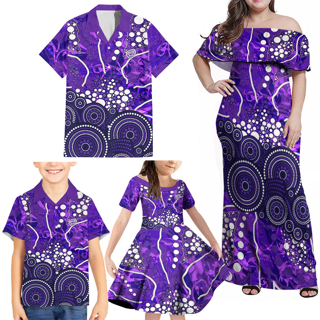Hobart Hurricanes Family Matching Off Shoulder Maxi Dress and Hawaiian Shirt Graffiti Urban Aboriginal Dot Abstract Design
