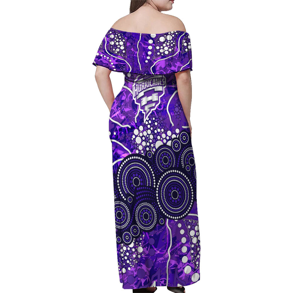 Hobart Hurricanes Family Matching Off Shoulder Maxi Dress and Hawaiian Shirt Graffiti Urban Aboriginal Dot Abstract Design