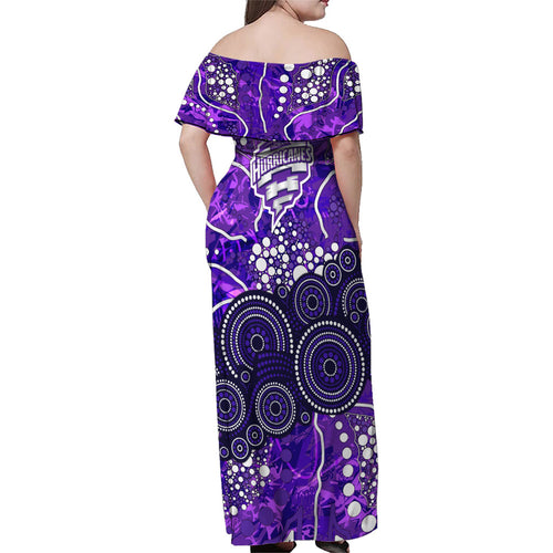 Hobart Hurricanes Family Matching Off Shoulder Maxi Dress and Hawaiian Shirt Graffiti Urban Aboriginal Dot Abstract Design