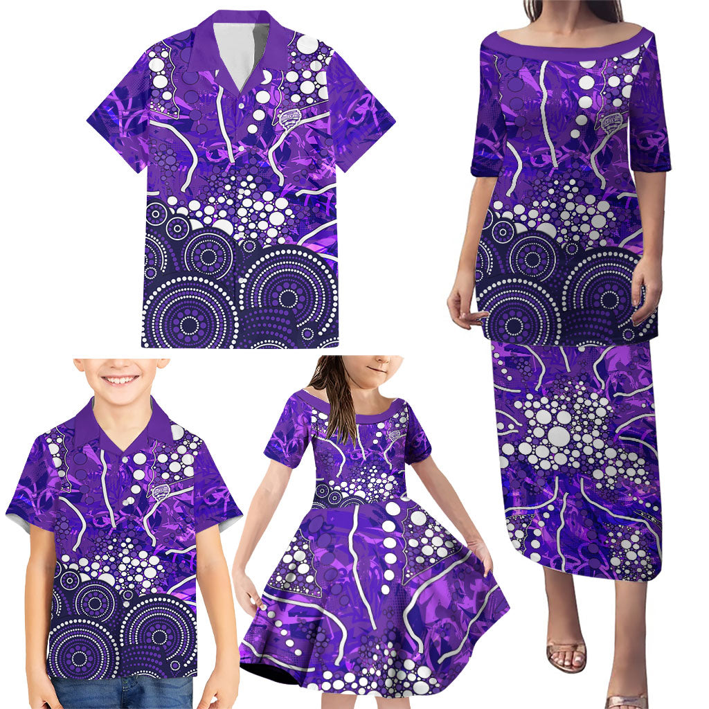Hobart Hurricanes Family Matching Puletasi and Hawaiian Shirt Graffiti Urban Aboriginal Dot Abstract Design