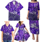 Hobart Hurricanes Family Matching Puletasi and Hawaiian Shirt Graffiti Urban Aboriginal Dot Abstract Design