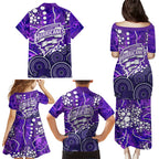 Hobart Hurricanes Family Matching Puletasi and Hawaiian Shirt Graffiti Urban Aboriginal Dot Abstract Design