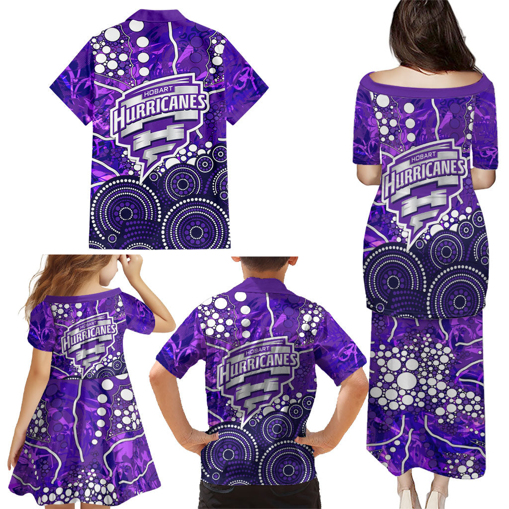 Hobart Hurricanes Family Matching Puletasi and Hawaiian Shirt Graffiti Urban Aboriginal Dot Abstract Design