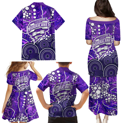 Hobart Hurricanes Family Matching Puletasi and Hawaiian Shirt Graffiti Urban Aboriginal Dot Abstract Design