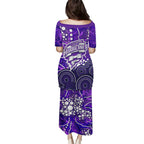 Hobart Hurricanes Family Matching Puletasi and Hawaiian Shirt Graffiti Urban Aboriginal Dot Abstract Design