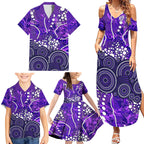 Hobart Hurricanes Family Matching Summer Maxi Dress and Hawaiian Shirt Graffiti Urban Aboriginal Dot Abstract Design
