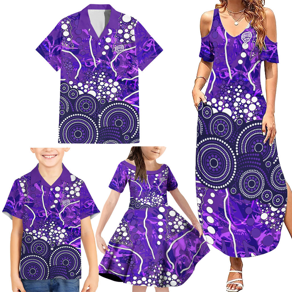 Hobart Hurricanes Family Matching Summer Maxi Dress and Hawaiian Shirt Graffiti Urban Aboriginal Dot Abstract Design