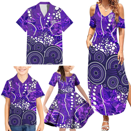 Hobart Hurricanes Family Matching Summer Maxi Dress and Hawaiian Shirt Graffiti Urban Aboriginal Dot Abstract Design