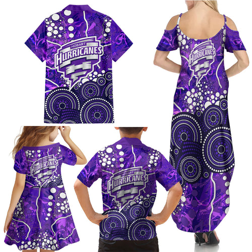 Hobart Hurricanes Family Matching Summer Maxi Dress and Hawaiian Shirt Graffiti Urban Aboriginal Dot Abstract Design