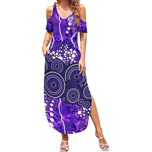 Hobart Hurricanes Family Matching Summer Maxi Dress and Hawaiian Shirt Graffiti Urban Aboriginal Dot Abstract Design