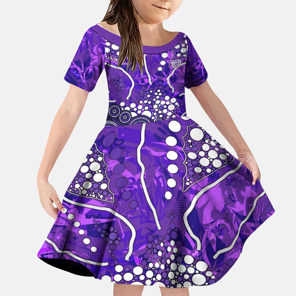 Hobart Hurricanes Kid Short Sleeve Dress Graffiti Urban Aboriginal Dot Abstract Design