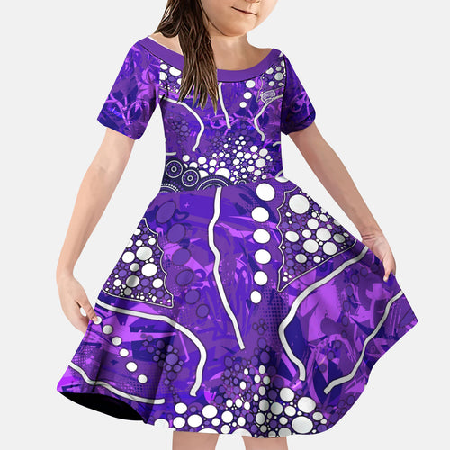 Hobart Hurricanes Kid Short Sleeve Dress Graffiti Urban Aboriginal Dot Abstract Design