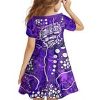 Hobart Hurricanes Kid Short Sleeve Dress Graffiti Urban Aboriginal Dot Abstract Design