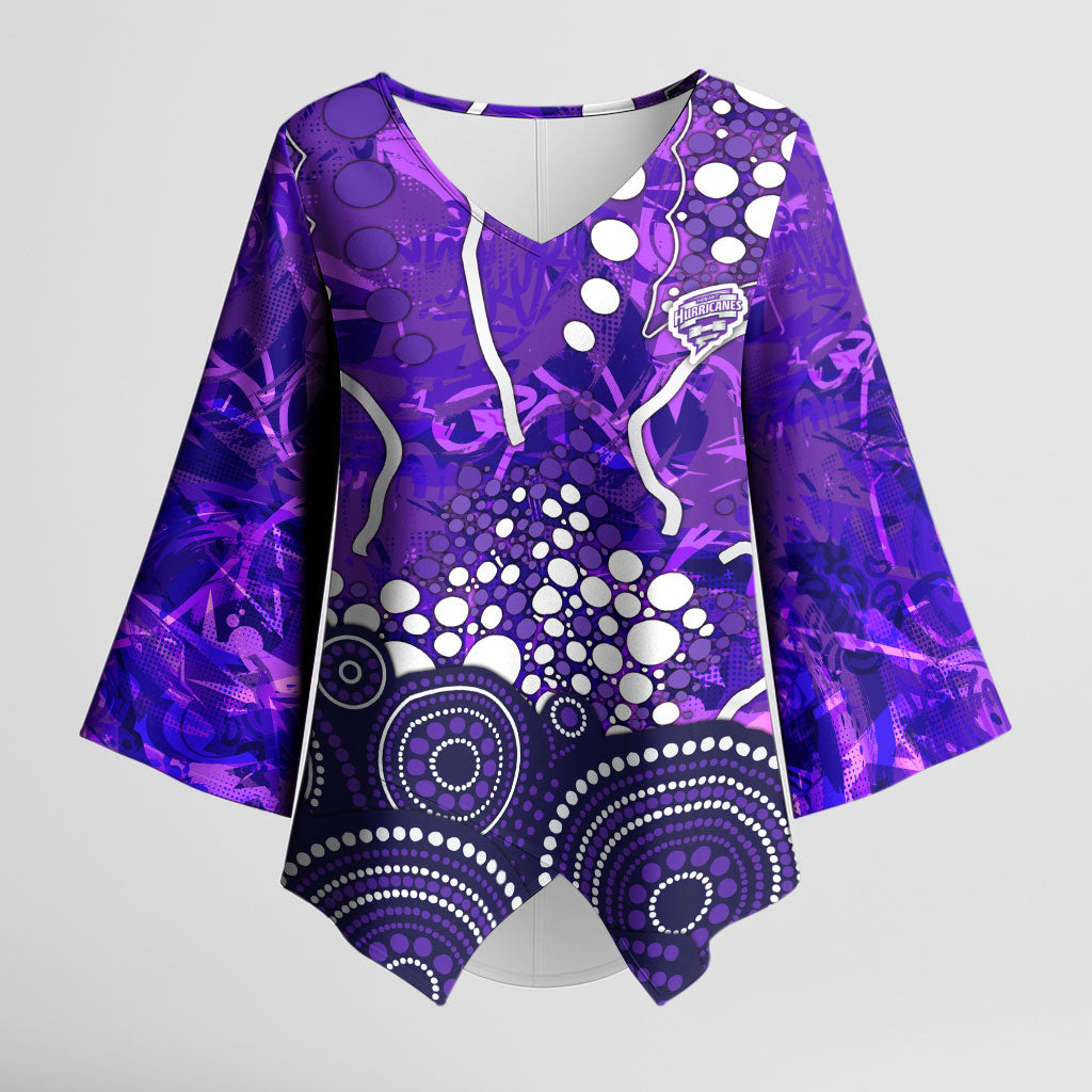 Hobart Hurricanes Kimono Sleeve Blouse Graffiti Urban Aboriginal Dot Abstract Design