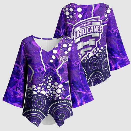 Hobart Hurricanes Kimono Sleeve Blouse Graffiti Urban Aboriginal Dot Abstract Design