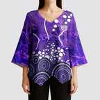 Hobart Hurricanes Kimono Sleeve Blouse Graffiti Urban Aboriginal Dot Abstract Design