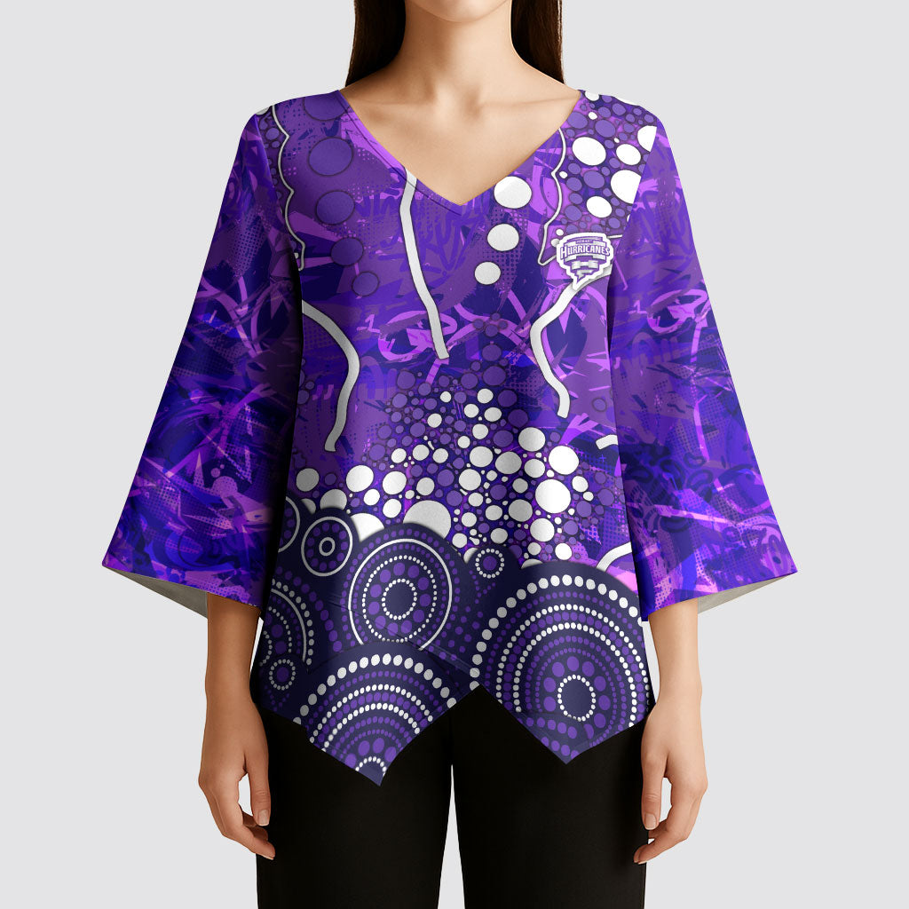 Hobart Hurricanes Kimono Sleeve Blouse Graffiti Urban Aboriginal Dot Abstract Design