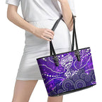 Hobart Hurricanes Leather Tote Bag Graffiti Urban Aboriginal Dot Abstract Design