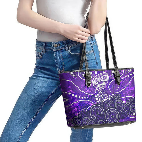 Hobart Hurricanes Leather Tote Bag Graffiti Urban Aboriginal Dot Abstract Design