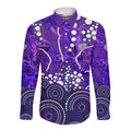 Hobart Hurricanes Long Sleeve Button Shirt Graffiti Urban Aboriginal Dot Abstract Design