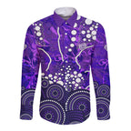 Hobart Hurricanes Long Sleeve Button Shirt Graffiti Urban Aboriginal Dot Abstract Design