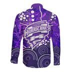 Hobart Hurricanes Long Sleeve Button Shirt Graffiti Urban Aboriginal Dot Abstract Design