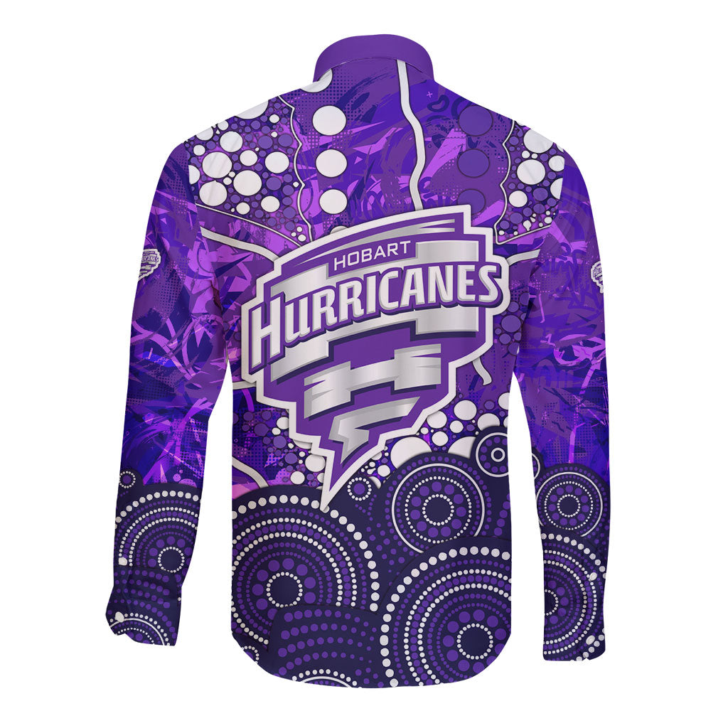 Hobart Hurricanes Long Sleeve Button Shirt Graffiti Urban Aboriginal Dot Abstract Design