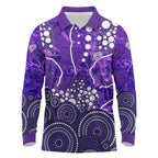Hobart Hurricanes Long Sleeve Polo Shirt Graffiti Urban Aboriginal Dot Abstract Design