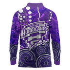 Hobart Hurricanes Long Sleeve Polo Shirt Graffiti Urban Aboriginal Dot Abstract Design