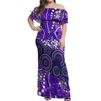 Hobart Hurricanes Off Shoulder Maxi Dress Graffiti Urban Aboriginal Dot Abstract Design