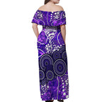 Hobart Hurricanes Off Shoulder Maxi Dress Graffiti Urban Aboriginal Dot Abstract Design