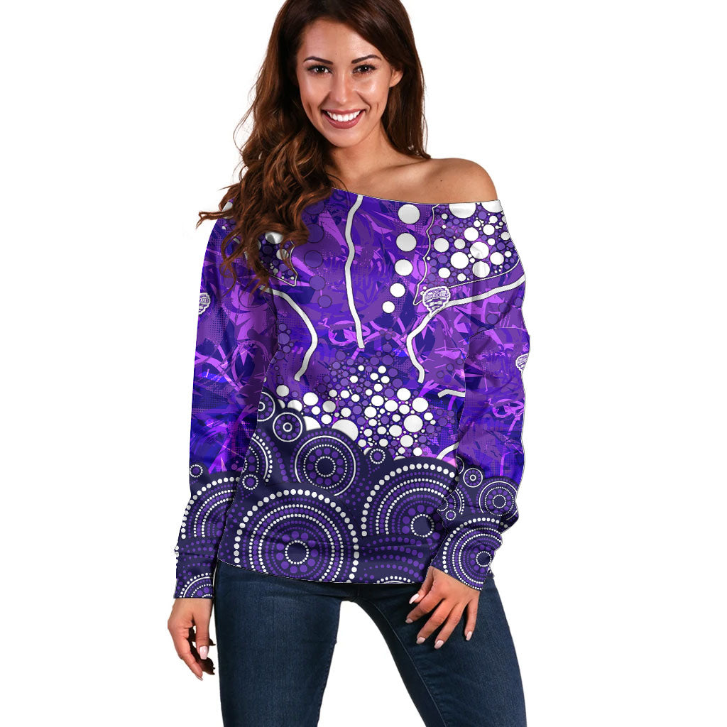 Hobart Hurricanes Off Shoulder Sweater Graffiti Urban Aboriginal Dot Abstract Design