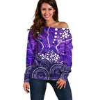 Hobart Hurricanes Off Shoulder Sweater Graffiti Urban Aboriginal Dot Abstract Design