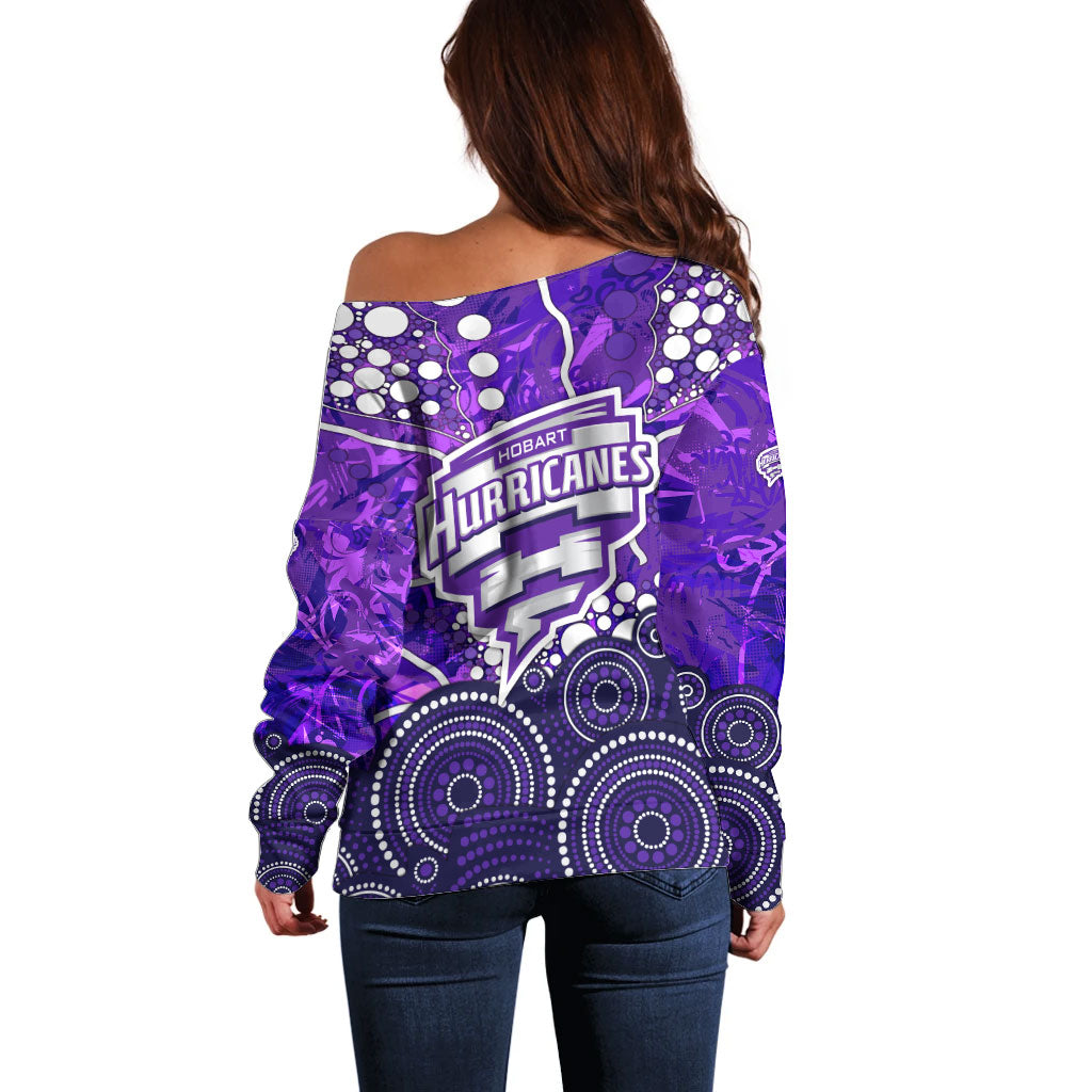 Hobart Hurricanes Off Shoulder Sweater Graffiti Urban Aboriginal Dot Abstract Design