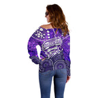 Hobart Hurricanes Off Shoulder Sweater Graffiti Urban Aboriginal Dot Abstract Design